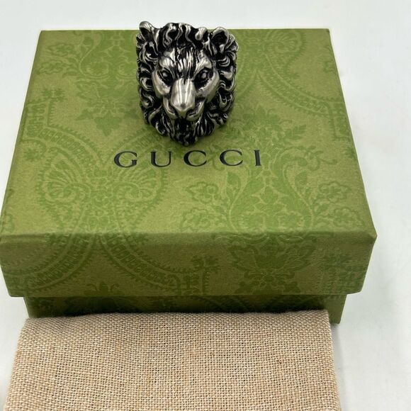 Gucci iconic Lionhead Sterling silver ring made in Italy size 10 - Picture 1 of 7